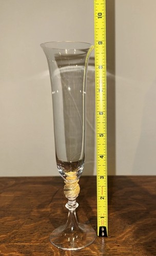 Juego de 4 flautas de champán de cristal de Murano con tallos de ámbar retorcidos 8,75 pulgadas - Imagen 7 de 8