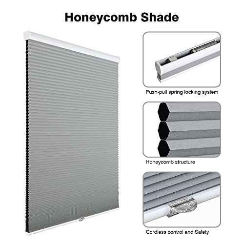 Cordless 100% Blackout Cellular Shades for 48"W x 72"H 100% Blackout│grey - Picture 3 of 7