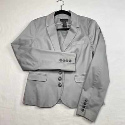 Attention Womens Blazer sz 10 Silver Single Breasted Notch Lapel 3 Button Lined 