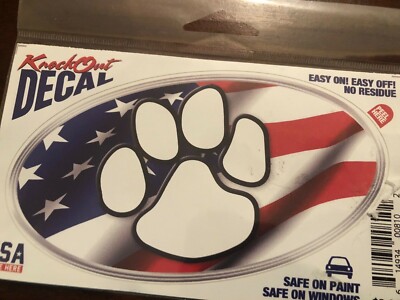 Oval American Flag Paw Pet Print Knock Out Car Decal Window & Paint Safe USA New