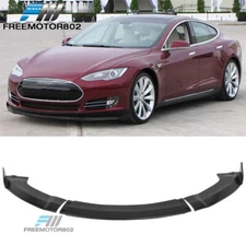 Fits 12-16 Tesla Model S Sedan PU IKON Style 3PCS Front Bumper Lip Spoiler Kit