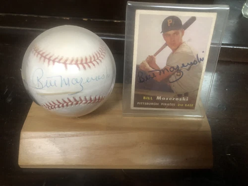 Bill Mazeroski Signed Baseball And 1957 Signed Topps Card Number 24