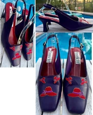Vintage Amanda Belle Red Hat Society Purple Slingback Heels Size 8.5