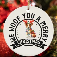 We Woof You A Merry Christmas Basenji Dog Lover Ornament Gift Tree Decor Hanging