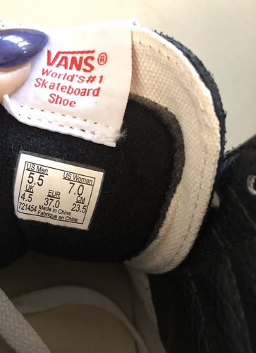 Vans Mens Size 5.5 SK8 Skateboard Shoes Hi Tops Black White Womens Size 7 - Picture 10 of 10