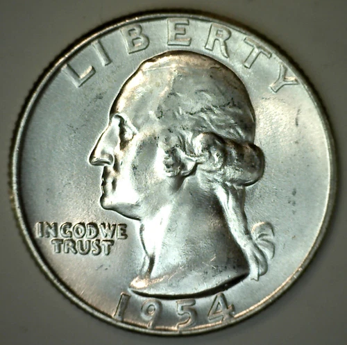 1954 Silver BU Washington Quarter US Coin 25c Uncirculated Twenty Five Cents