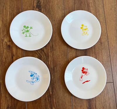 Corelle Disney MICKEY MOUSE 6 3/4'' Appetizer Dessert Bread PLATES ~ Set of 4 New
