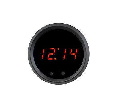 2 1/16'' Universal Automotive Digital Clock Red LED Gauge Black Bezel USA Made