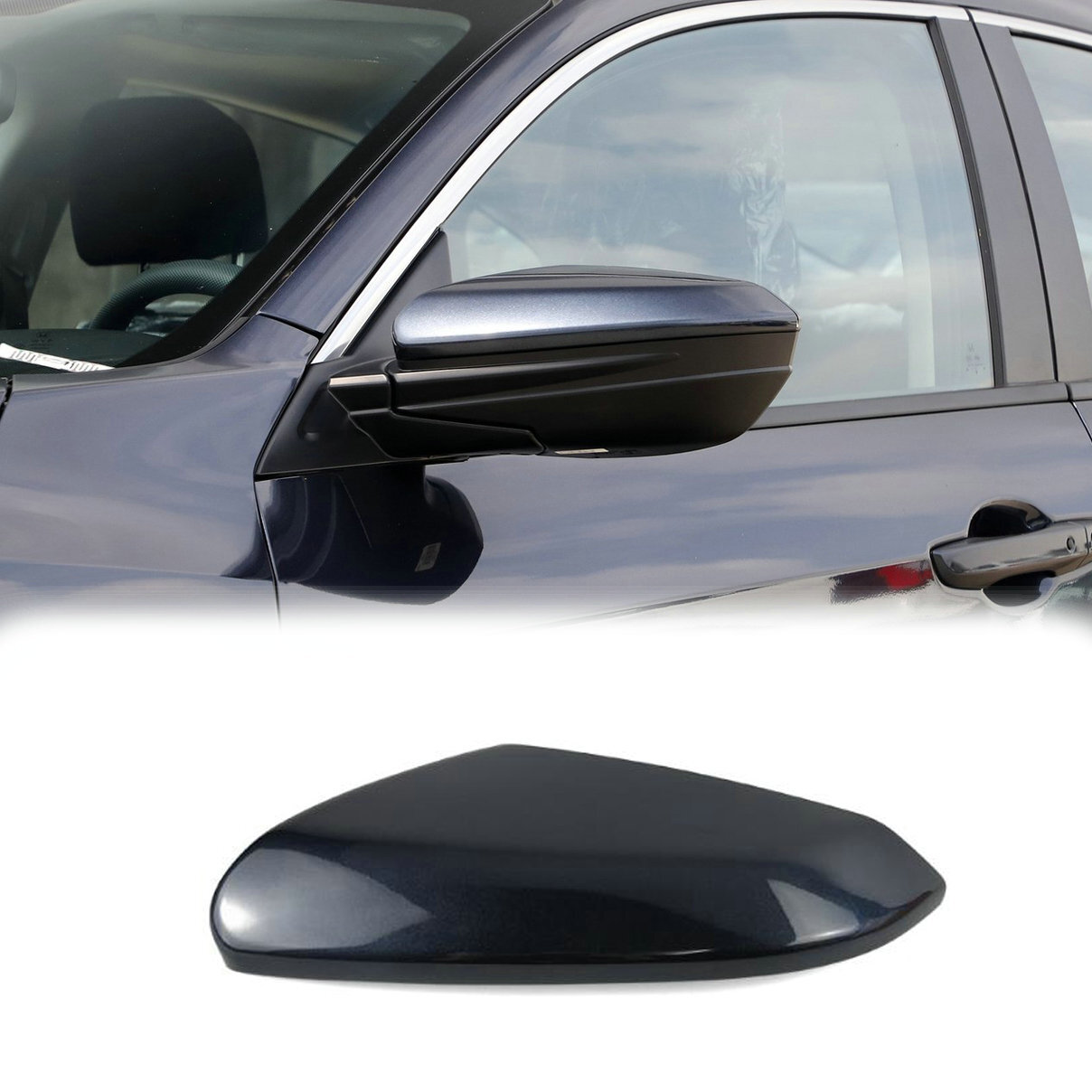 Left For Honda Civic 2016-2020 Dark Blue Driver Side Mirror Cap Cover Replace