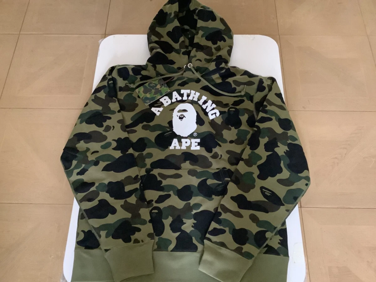 Authentic a bathing ape bape 1st camo college pullover hoodie 