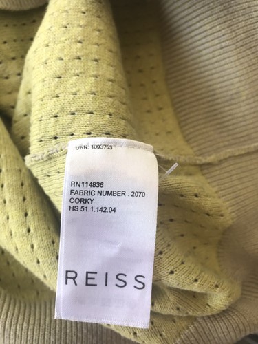 Reiss Designer Mens Lime Green Knit Jumper Size Slim Medium M Cotton - Picture 7 of 7