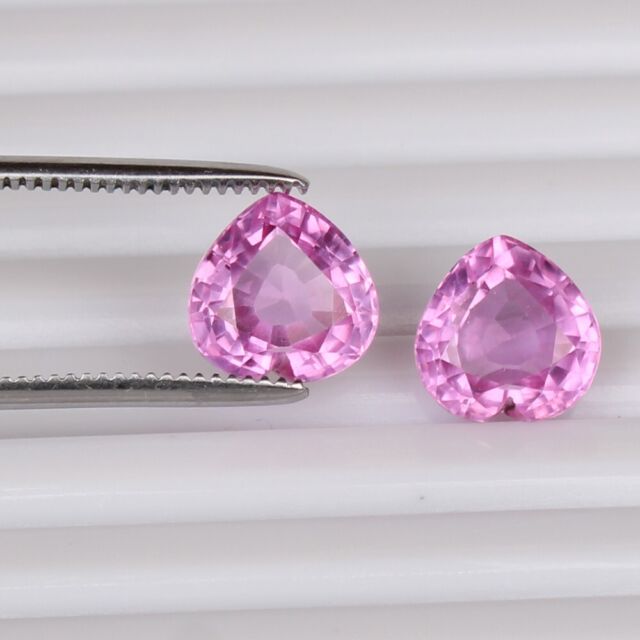 Natural Pink Color Sapphire 10.10 Ct Pair Heart Loose Certified Gemstone Heated 3S10723