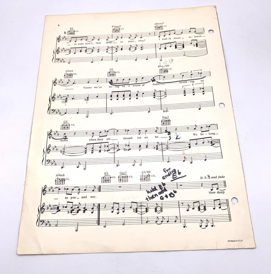 How Deep Is Your Love Bee Gees Gibb 1977 Sheet Music Saturday Night Fever Disco - Image 3 of 3