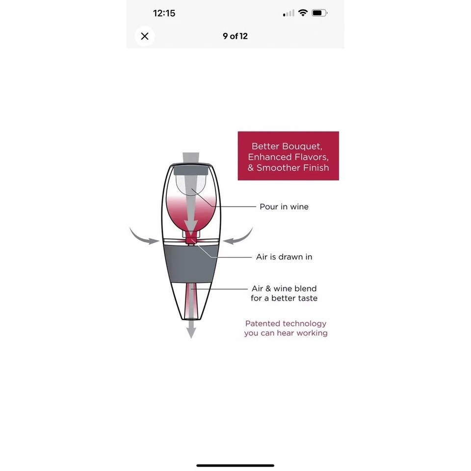 Juego de torre aireador de vino acrílico Vinturi Foto 3 de 4