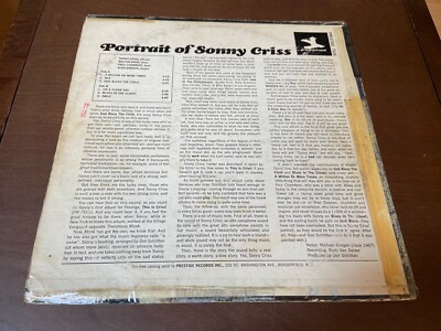 Portrait of Sonny Criss~Prestige Jazz LP~VAN GELDER stamp~Hard Bop
