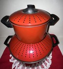 SET 2 RED NON STICK PASTA POTS 6 & 2 QUARTS WITH LOCKING LIDS NEW OTHER