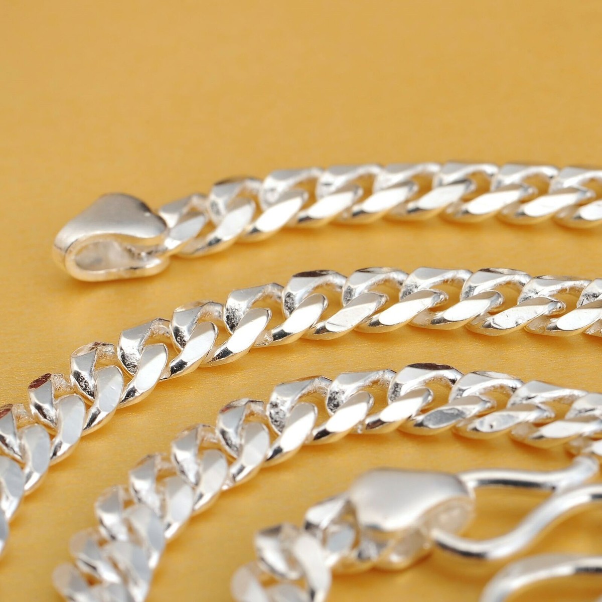 Pure S999 Silver Chain For Men Women Domineering Solid Curb