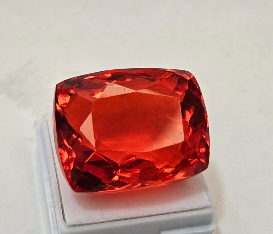Piedra preciosa roja naranja ópalo de fuego mexicano corte cojín 62+ quilates para hacer collares Foto 3 de 4