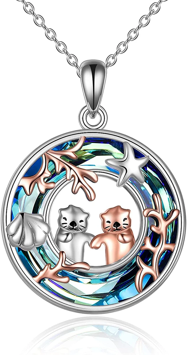 Otters holding hands necklace sale