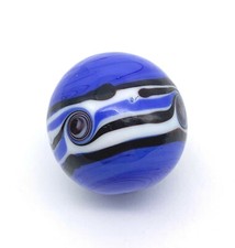 New for 2022 22mm "Riptide" Dark Blue Handmade Art Glass Single Marble 7/8"