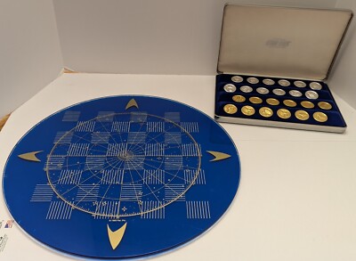 VTG Franklin Mint 24k Gold & Silver Plate Star Trek Checkers w/Board 1993 FLAWED
