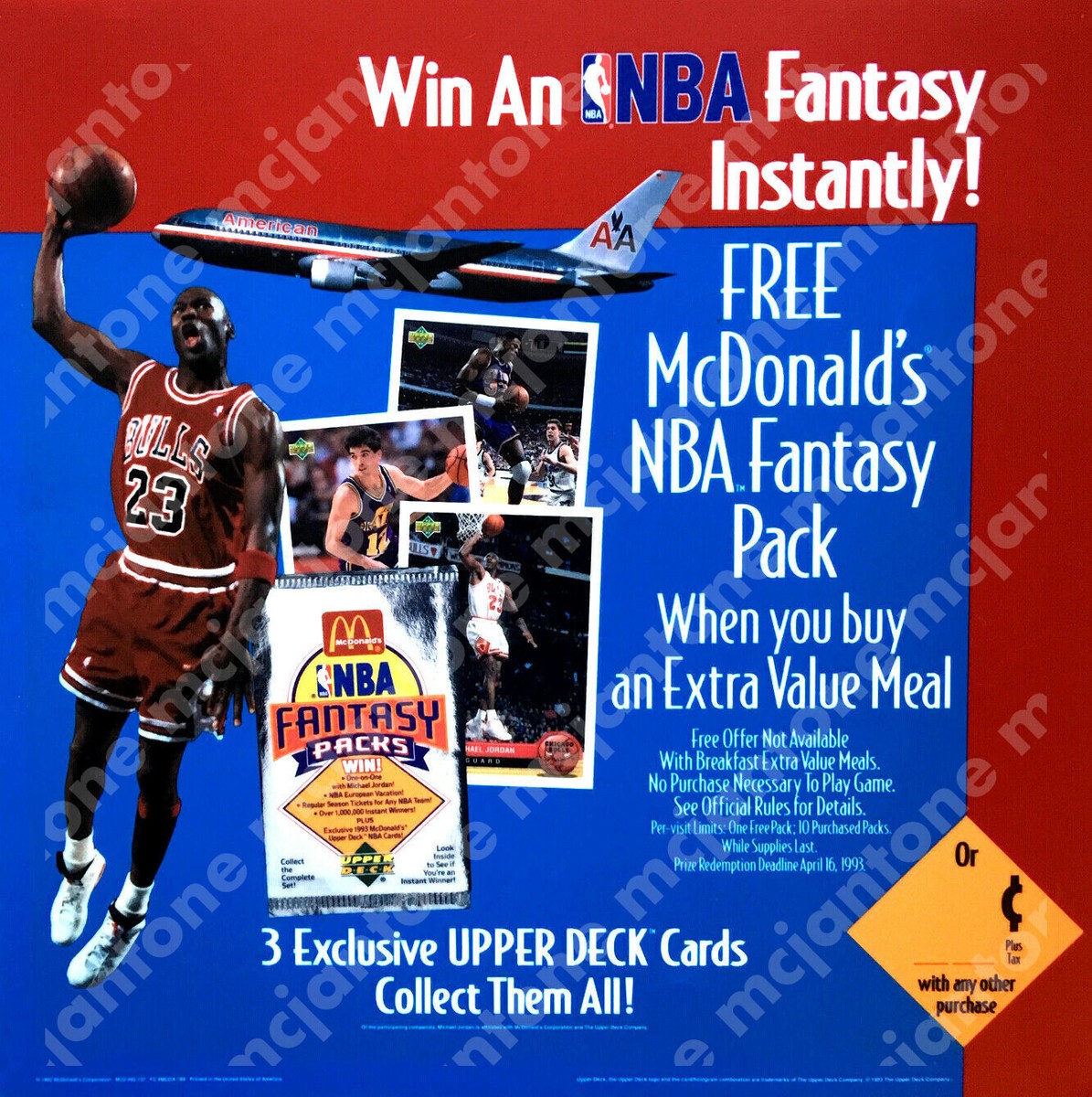McDonald's 92-93 Upper Deck NBA FANTASY PACKS 50 Trading Card SET