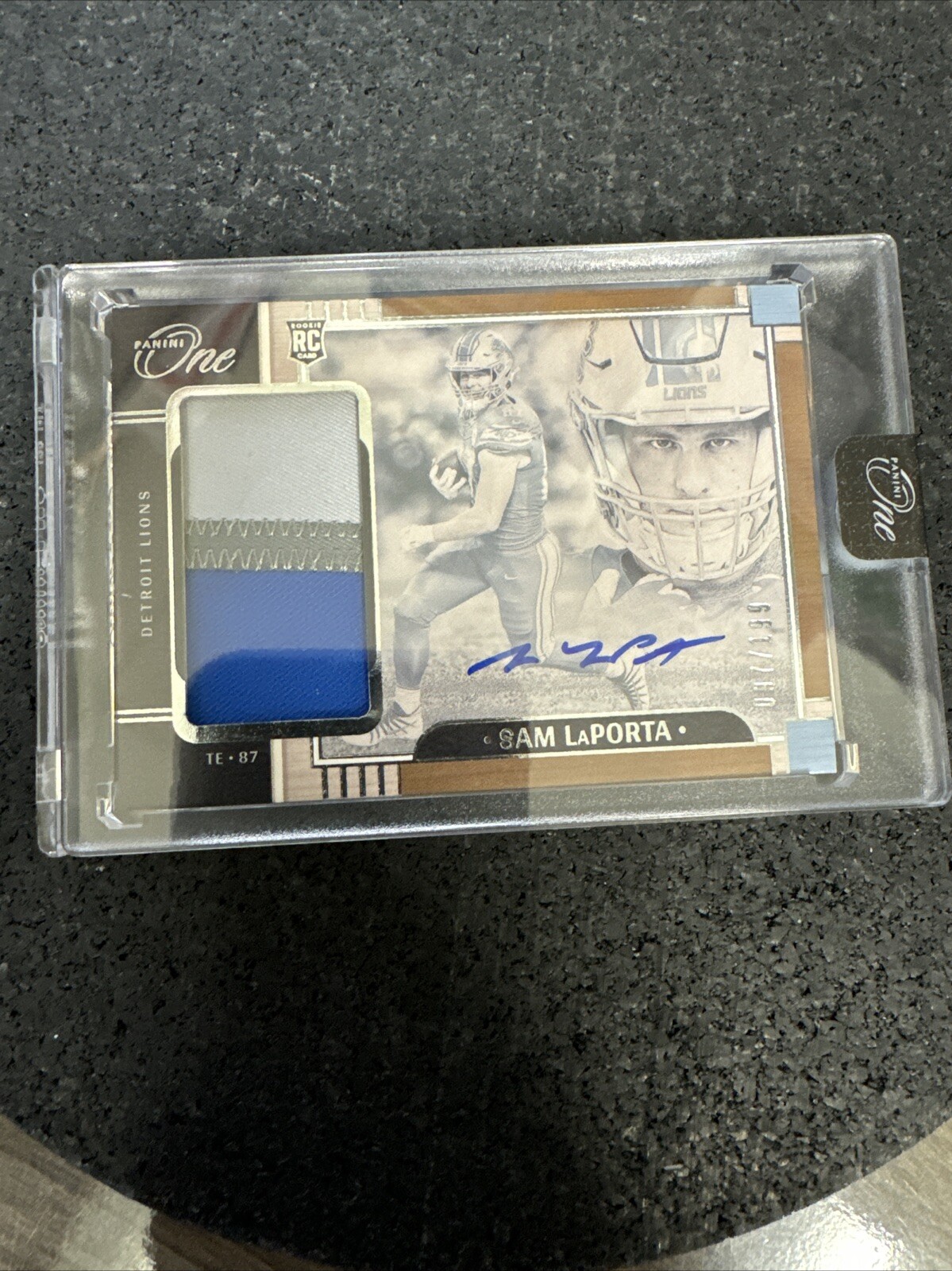 2023 Panini One Sam LaPorta RPA 3 Color Patch On Card Auto Detroit Lions