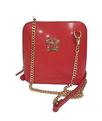NWT Pratesi Firenze Genuine Leather Red Crossbody Bag Gold Hardwear Italy R467
