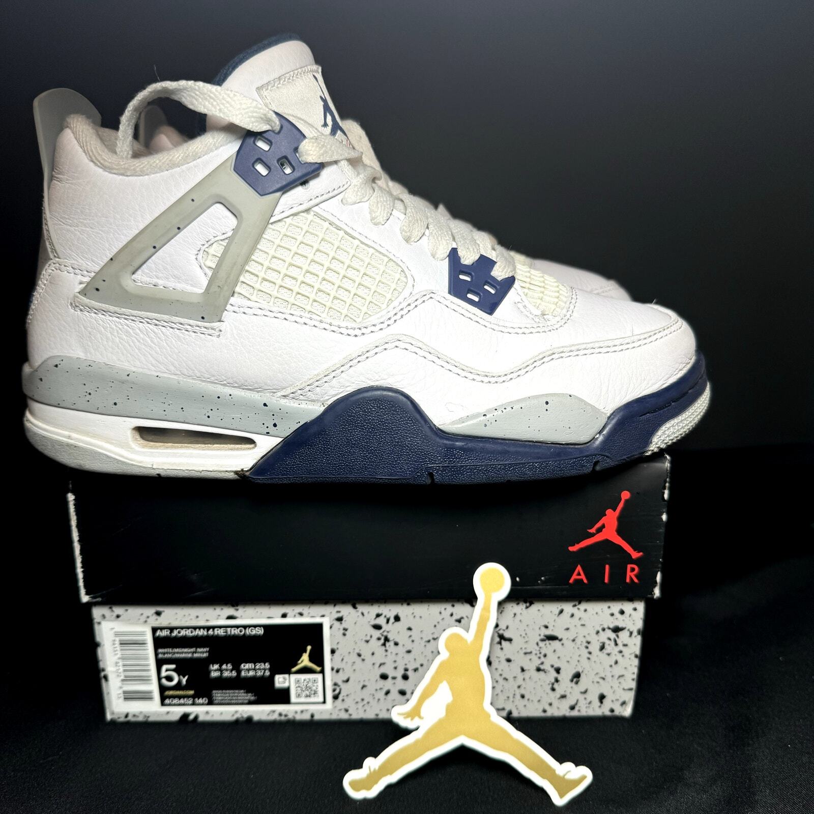 Size 5 - Nike Air Jordan 4 Retro GS Midnight Navy Men's Shoes - Ships Now