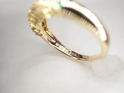MIKIMOTO 18K Yellow Gold Emerald 0.15ct & Diamond 0.35ct Ring Size 