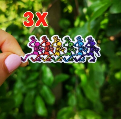 3x Premium Qualität Grateful Dead Dancing Skelliton Logo Laptop Vinyl Aufkleber