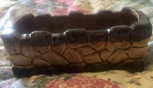 VINTAGE MCCOY 7”PLANTER ROCK STONE WALL BROWN/TAN. Great For Succulents. EUC