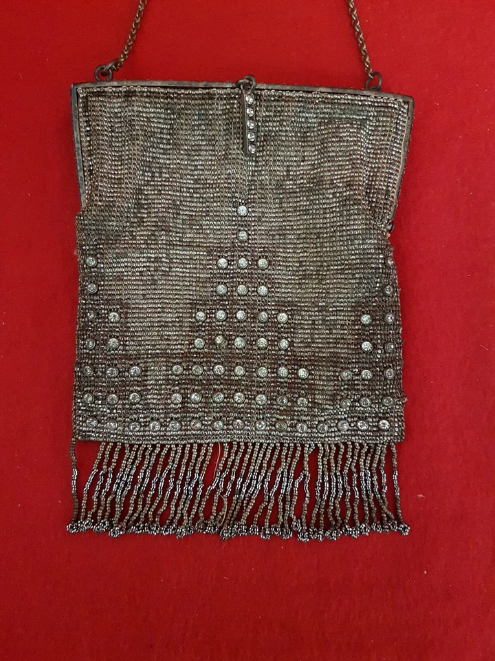 Antique Beaded Purse. Leather Lined Made in France. Great 1930's Look. - Image 2 of 4