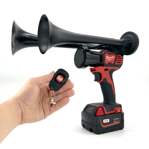 Milwaukee Impact Drill M18 Train Horn + Remote Control and 14" Black Trumpets - Picture 3 of 6