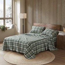 Luxurious 4-Piece Queen Flannel Sheet Set - Soft , Wrinkle-  Machine Washable