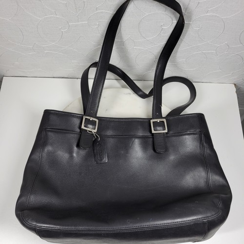 Vintage Coach Legacy Tasche schwarz weiches Leder Fächer Schulterriemen - Bild 22 von 24