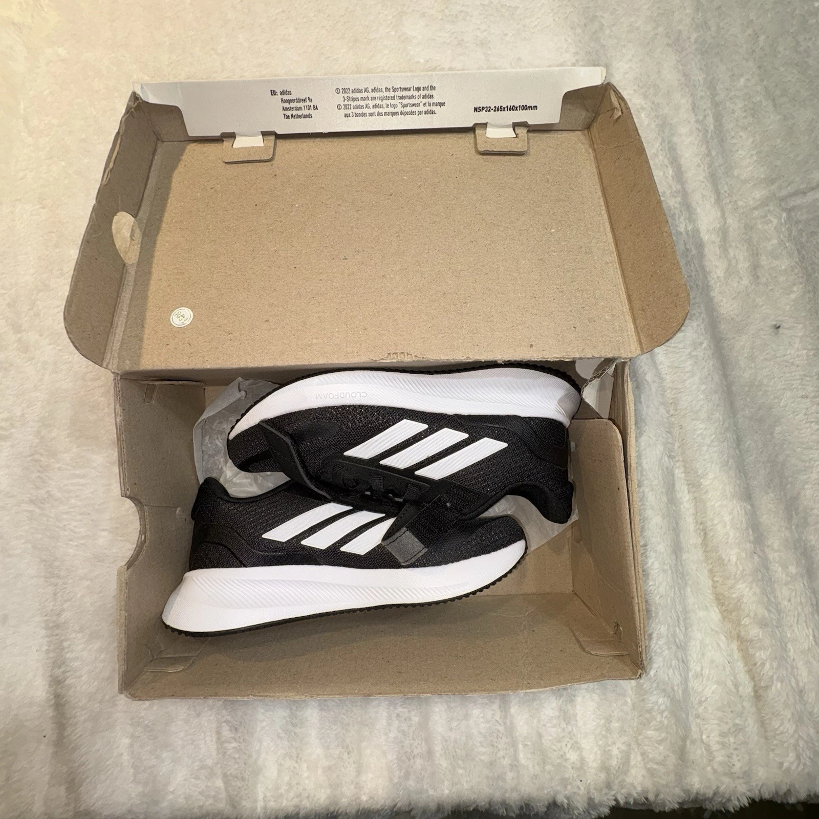 Adidas Runfalcon 5 EL C scarpa da corsa nero bianco 13 US Youth unisex nuova con scatola