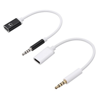 2Pcs 3.5mm Male to Type C Female Audio Cable Cord, Black,White