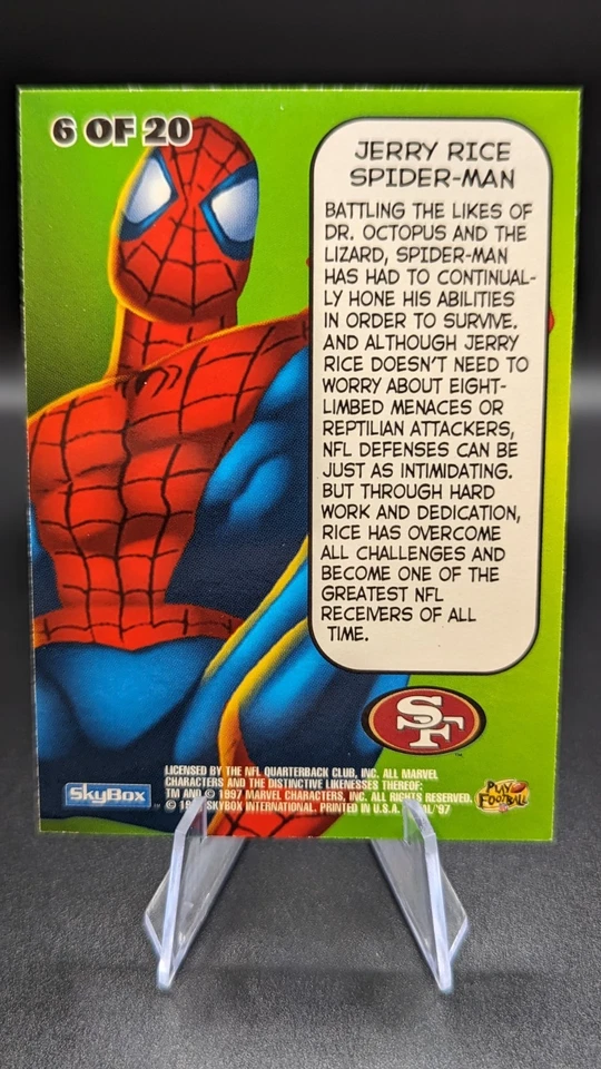 1997 SkyBox Metal Universe Marvel #6 Jerry Rice Spider-Man NFL San Francisco... - Image 2 of 2