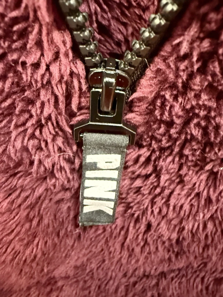 PINK Victoria's Secret Pullover Womens Small Sherpa Fleece Faux Fur Jacket Cozy - Image 3 of 4