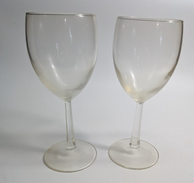 wine glasses set of 2 water goblet 8 oz octogon stem France clear unbranded
