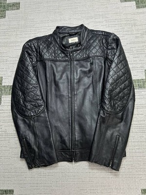 Vtg Neiman Marcus Jacket Womens Xl Black Leather Full Zip *