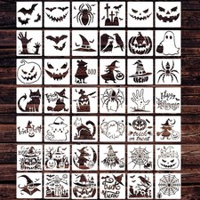 42Pcs 3in Reusable Halloween Pumpkin Bat Witch Spider Ghost Stencil