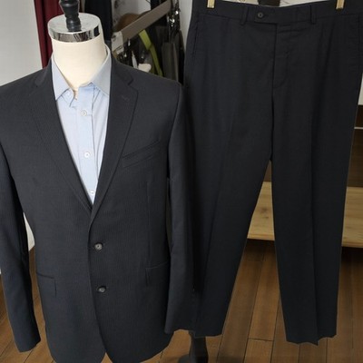 Ted Baker Suit 42L 35x31 Wool Jones Ct Endurance Black Purple Striped Drop 7