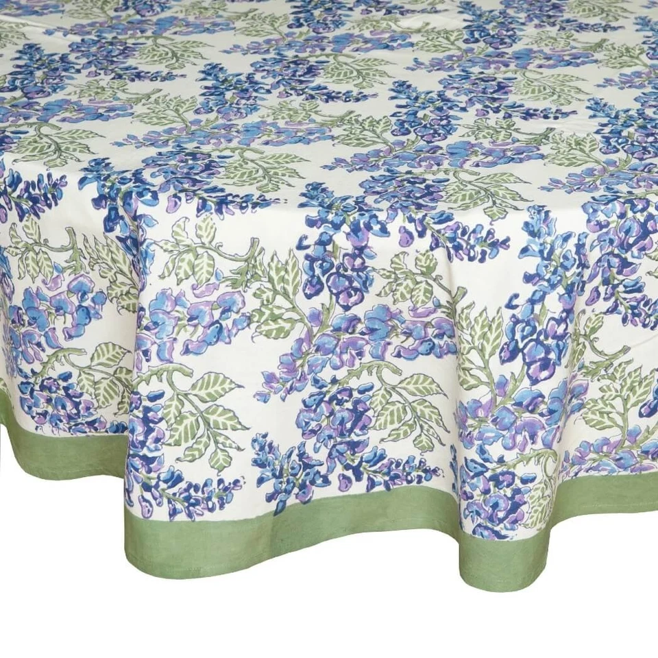 Couleur Nature Wisteria Blue/Green Tablecloth, 71" x 106" - Image 3 of 4