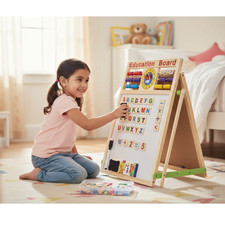 6-in-1 Magnetic Activity Board for Kids Whiteboard & Blackboard Easel Board 44cm