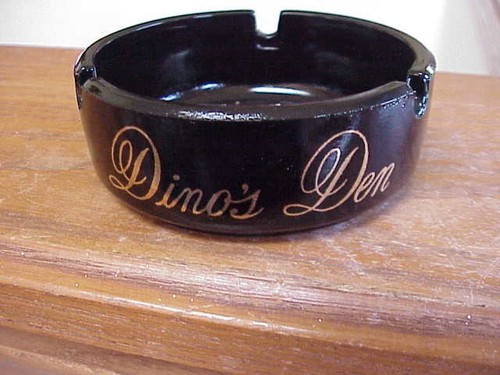 Vtg Glass Advertising Ashtray Riviera & Dino's Den Las Vegas Nevada  Delmonico