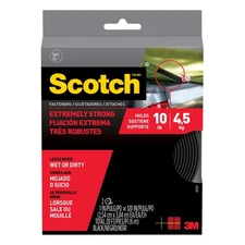 Scotch Black Hook & Loop Fasteners, Heavy Duty, Holds 10 lbs, 1 in x 10 ft