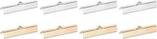 uxcell 50Pcs 35mm Ribbon Crimp Clamp Ends, 35mm, Silver White/Light Golden 