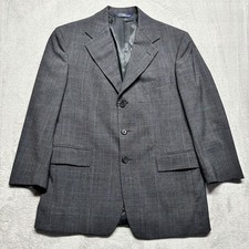 VTG Polo Ralph Lauren Wool Blazer Mens 38-32 SHT Sport Coat USA Glen Plaid Gray